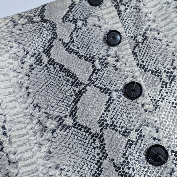 NWOT Olivia Palermo x BR Snake-Effect Italian Leather Button-Wrap Skirt - Picture 5 of 16